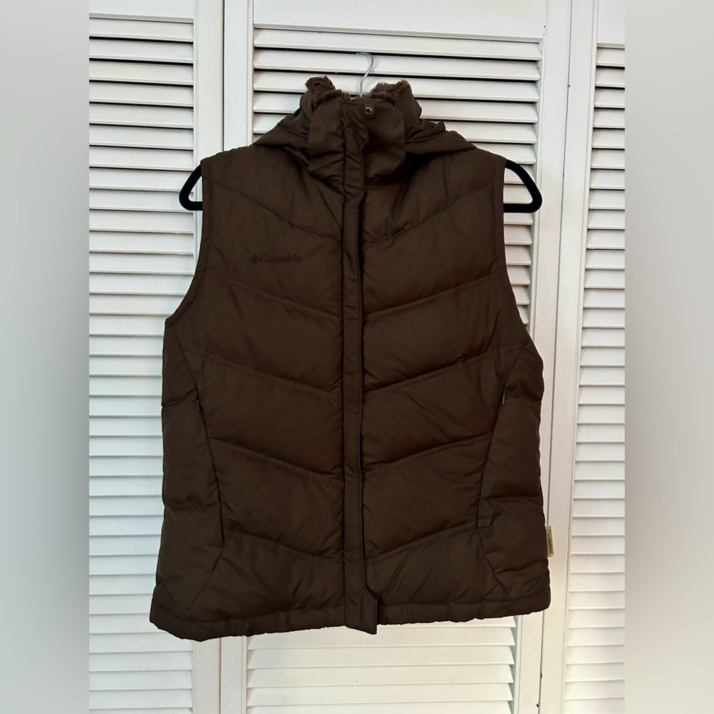 Columbia Brown Quilted Puffer Vest with Hood